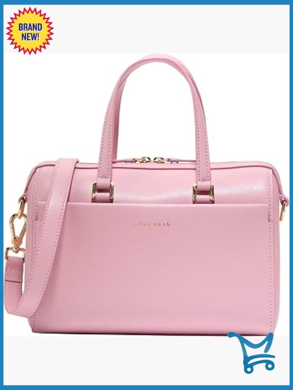 Leather Satchel Crossbody Bag with Top Handle and Zip Closure